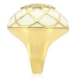 Alamode Gold Brass Ring with AAA Grade CZ in Clear - Alamode - Flyclothing LLC