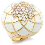 Alamode Gold Brass Ring with AAA Grade CZ in Clear - Alamode - Flyclothing LLC