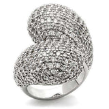 Alamode Rhodium Brass Ring with AAA Grade CZ in Clear - Alamode - Flyclothing LLC