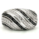 Alamode Rhodium + Ruthenium Brass Ring with AAA Grade CZ in Jet - Alamode - Flyclothing LLC