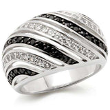 Alamode Rhodium + Ruthenium Brass Ring with AAA Grade CZ in Jet - Alamode - Flyclothing LLC