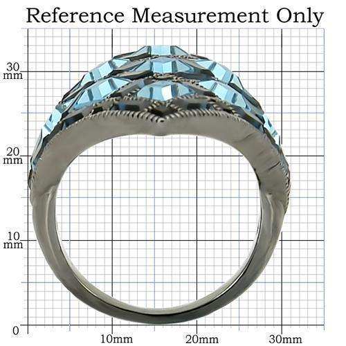 Alamode Ruthenium Brass Ring with Top Grade Crystal in Sea Blue - Alamode - Flyclothing LLC