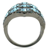 Alamode Ruthenium Brass Ring with Top Grade Crystal in Sea Blue - Alamode - Flyclothing LLC