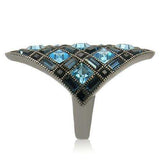 Alamode Ruthenium Brass Ring with Top Grade Crystal in Sea Blue - Alamode - Flyclothing LLC