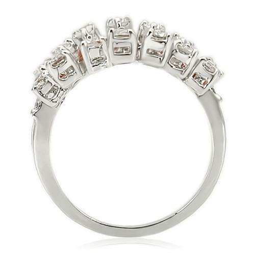 Alamode Rhodium Brass Ring with AAA Grade CZ in Clear - Alamode - Flyclothing LLC