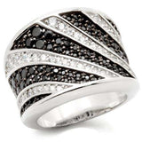 Alamode Rhodium + Ruthenium Brass Ring with AAA Grade CZ in Jet - Alamode - Flyclothing LLC