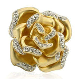 Alamode Matte Gold & Rhodium Brass Ring with AAA Grade CZ in Clear - Alamode - Flyclothing LLC
