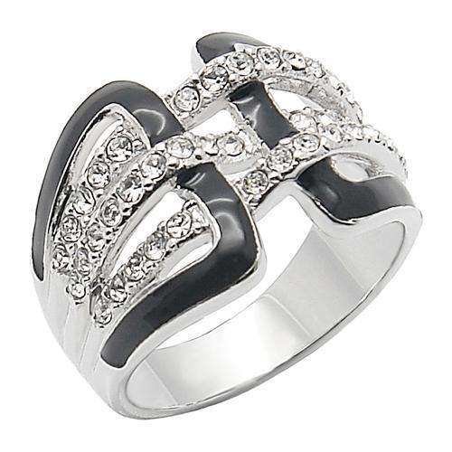 Alamode Rhodium Brass Ring with AAA Grade CZ in Clear - Alamode - Flyclothing LLC