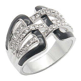 Alamode Rhodium Brass Ring with AAA Grade CZ in Clear - Alamode - Flyclothing LLC