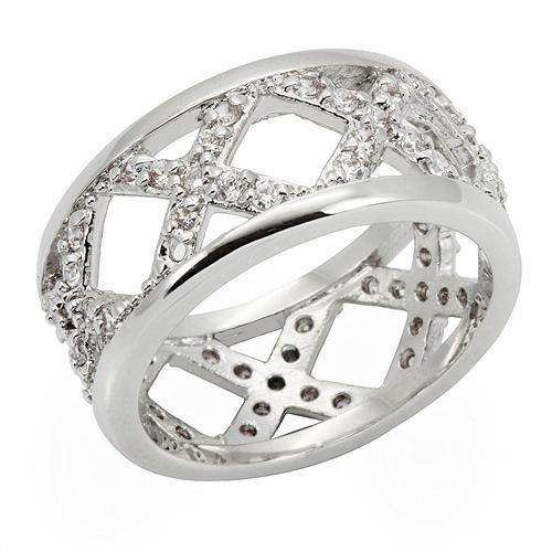 Alamode Rhodium Brass Ring with AAA Grade CZ in Clear - Alamode - Flyclothing LLC