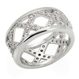 Alamode Rhodium Brass Ring with AAA Grade CZ in Clear - Alamode - Flyclothing LLC