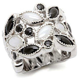 Alamode Rhodium Brass Ring with Milky CZ in Multi Color - Alamode - Flyclothing LLC