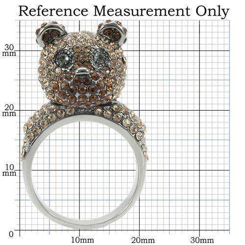 Alamode Ruthenium Brass Ring with Top Grade Crystal in Multi Color - Alamode - Flyclothing LLC