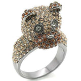 Alamode Ruthenium Brass Ring with Top Grade Crystal in Multi Color - Alamode - Flyclothing LLC