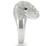 Alamode Rhodium Brass Ring with Top Grade Crystal in Jet - Alamode - Flyclothing LLC