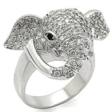 Alamode Rhodium Brass Ring with Top Grade Crystal in Jet - Alamode - Flyclothing LLC