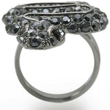 Alamode Ruthenium Brass Ring with Top Grade Crystal in Jet - Alamode - Flyclothing LLC