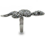 Alamode Ruthenium Brass Ring with Top Grade Crystal in Jet - Alamode - Flyclothing LLC
