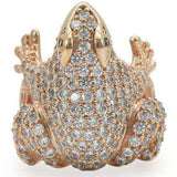 Alamode Rose Gold Brass Ring with AAA Grade CZ in Jet - Alamode - Flyclothing LLC