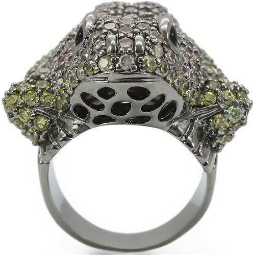 Alamode Ruthenium Brass Ring with AAA Grade CZ in Multi Color - Alamode - Flyclothing LLC