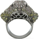 Alamode Ruthenium Brass Ring with AAA Grade CZ in Multi Color - Alamode - Flyclothing LLC