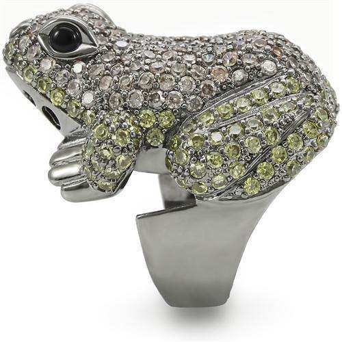 Alamode Ruthenium Brass Ring with AAA Grade CZ in Multi Color - Alamode - Flyclothing LLC
