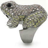 Alamode Ruthenium Brass Ring with AAA Grade CZ in Multi Color - Alamode - Flyclothing LLC