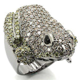 Alamode Ruthenium Brass Ring with AAA Grade CZ in Multi Color - Alamode - Flyclothing LLC