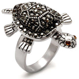 Alamode Rhodium Brass Ring with Top Grade Crystal in Multi Color - Alamode - Flyclothing LLC