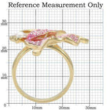 Alamode Gold Brass Ring with Top Grade Crystal in Multi Color - Alamode - Flyclothing LLC