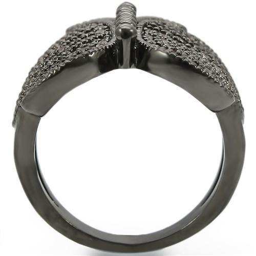 Alamode Ruthenium Brass Ring with AAA Grade CZ in Champagne - Alamode - Flyclothing LLC