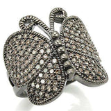 Alamode Ruthenium Brass Ring with AAA Grade CZ in Champagne - Alamode - Flyclothing LLC