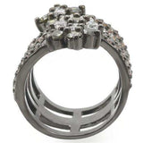 Alamode Ruthenium Brass Ring with AAA Grade CZ in Multi Color - Alamode - Flyclothing LLC