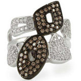 Alamode Rhodium + Ruthenium Brass Ring with AAA Grade CZ in Champagne - Alamode - Flyclothing LLC