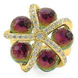 Alamode Gold Plated Brass Ring with Top Grade Crystal in Multi Color - Alamode - Flyclothing LLC
