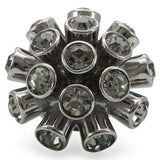 Alamode Ruthenium Brass Ring with Top Grade Crystal in Jet - Alamode - Flyclothing LLC