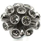 Alamode Ruthenium Brass Ring with Top Grade Crystal in Jet - Alamode - Flyclothing LLC