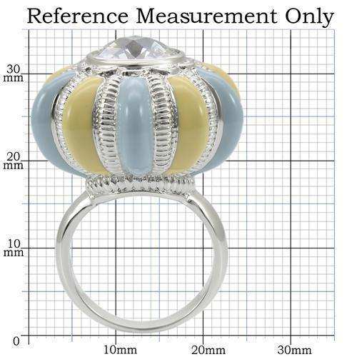 Alamode Rhodium Brass Ring with AAA Grade CZ in Clear - Alamode - Flyclothing LLC