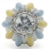 Alamode Rhodium Brass Ring with AAA Grade CZ in Clear - Alamode - Flyclothing LLC