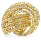 Alamode Gold Brass Ring with AAA Grade CZ in Clear - Alamode - Flyclothing LLC