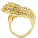Alamode Gold Brass Ring with AAA Grade CZ in Clear - Alamode - Flyclothing LLC