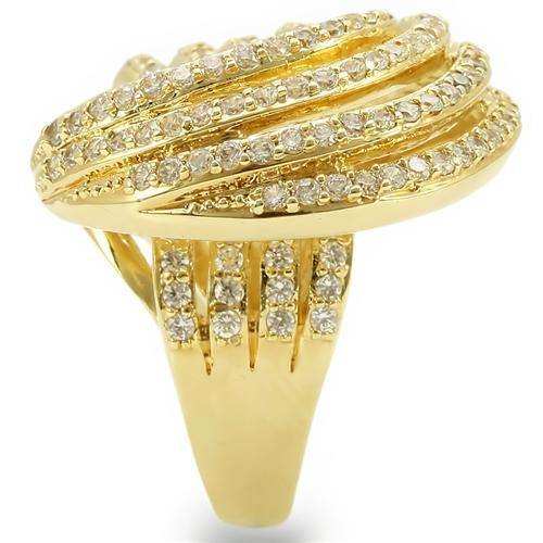 Alamode Gold Brass Ring with AAA Grade CZ in Clear - Alamode - Flyclothing LLC