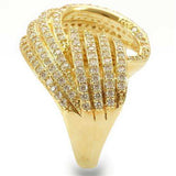 Alamode Gold Brass Ring with AAA Grade CZ in Clear - Alamode - Flyclothing LLC