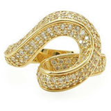 Alamode Gold Brass Ring with AAA Grade CZ in Clear - Alamode - Flyclothing LLC