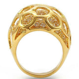 Alamode Gold Brass Ring with AAA Grade CZ in Clear - Alamode - Flyclothing LLC