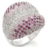 Alamode Rhodium Brass Ring with AAA Grade CZ in Multi Color - Alamode - Flyclothing LLC