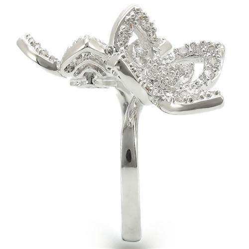 Alamode Rhodium Brass Ring with AAA Grade CZ in Clear - Alamode - Flyclothing LLC