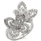 Alamode Rhodium Brass Ring with AAA Grade CZ in Clear - Alamode - Flyclothing LLC
