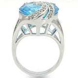 Alamode Rhodium Brass Ring with Synthetic Synthetic Glass in Sea Blue - Alamode - Flyclothing LLC
