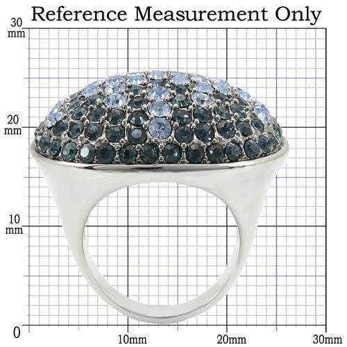 Alamode Rhodium + Ruthenium Brass Ring with Top Grade Crystal in Light Sapphire - Alamode - Flyclothing LLC